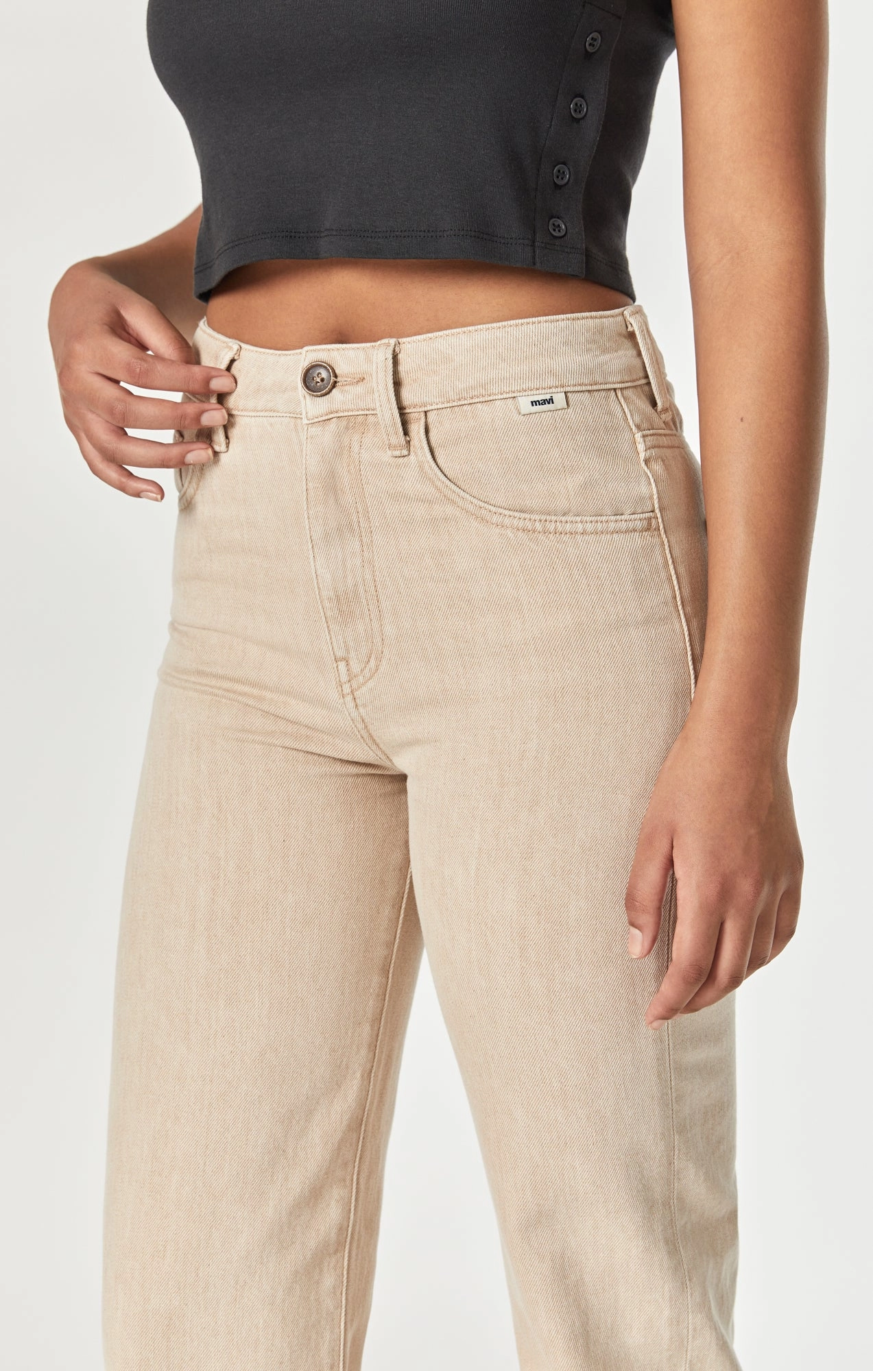 VICTORIA WIDE LEG JEANS IN BEIGE NATURAL DYE