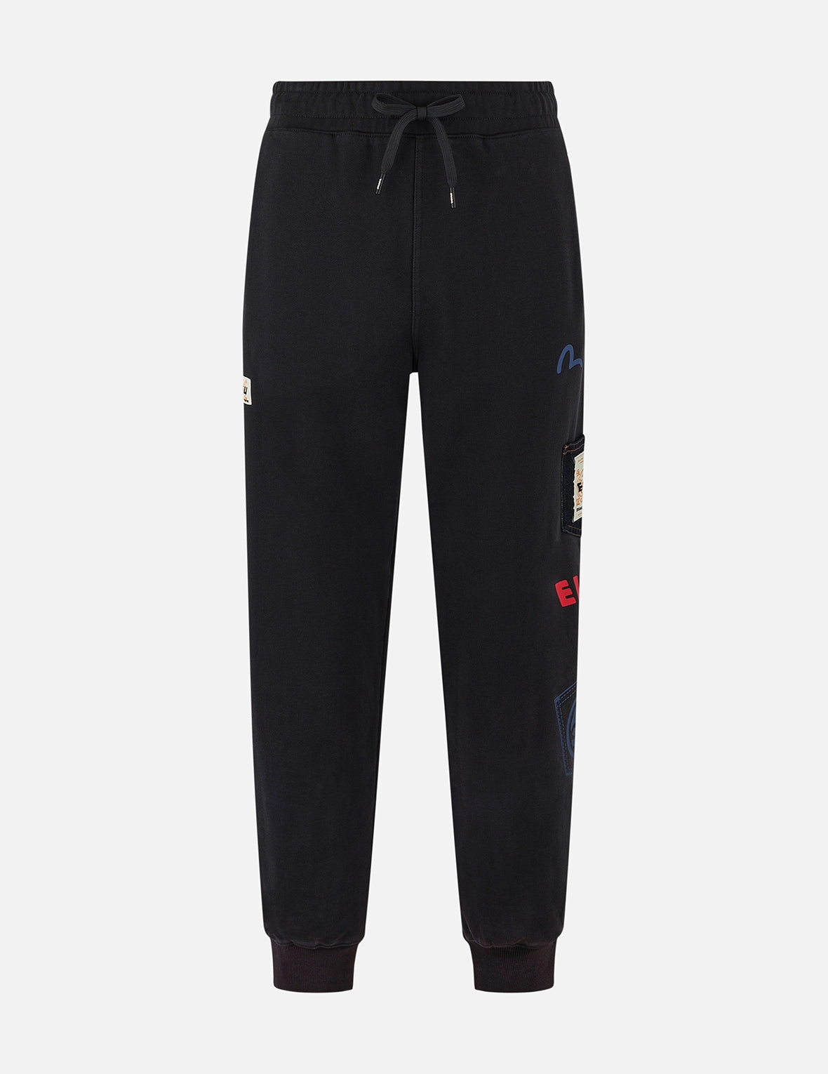 Washed Multi-pocket and Logos Print Straight Fit Sweatpants