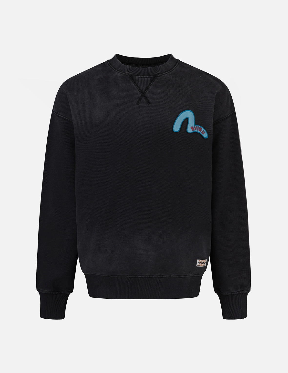 Washed Seagull and Logo Badge Daicock Print Loose Fit Sweatshirt