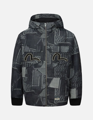 Wheel of Wisdom and Seagull Embroidery Regular Fit Denim Jacket