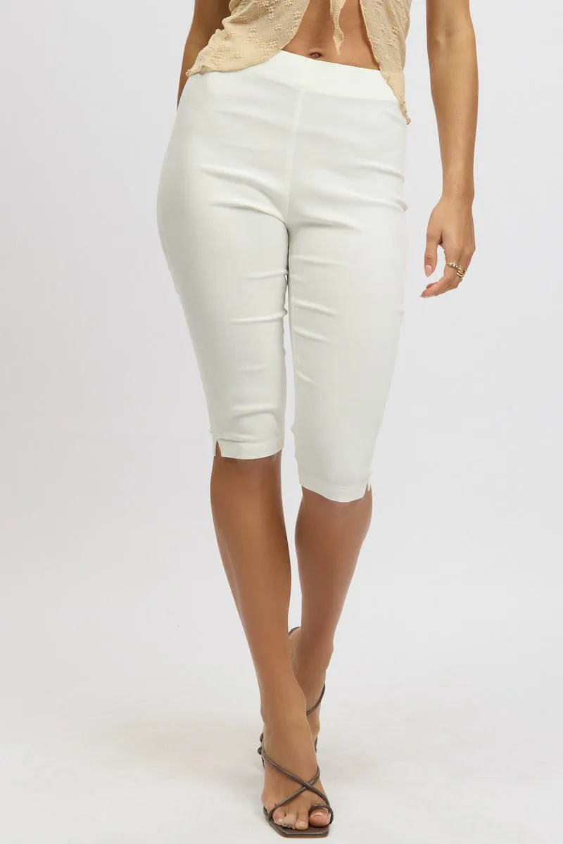 White Capri Pants High Rise