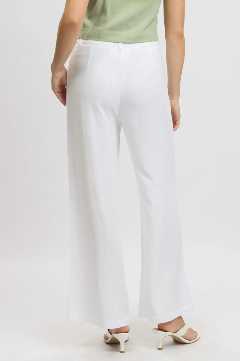 White Wide Leg Pants Mid Rise