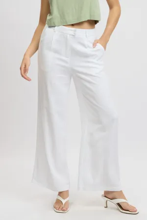 White Wide Leg Pants Mid Rise