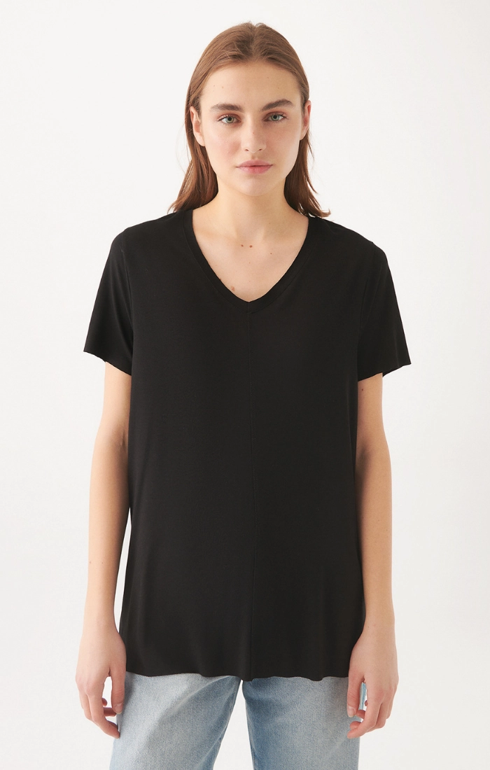 WOMEN'S BASIC V-NECK T-SHIRT IN BLACK