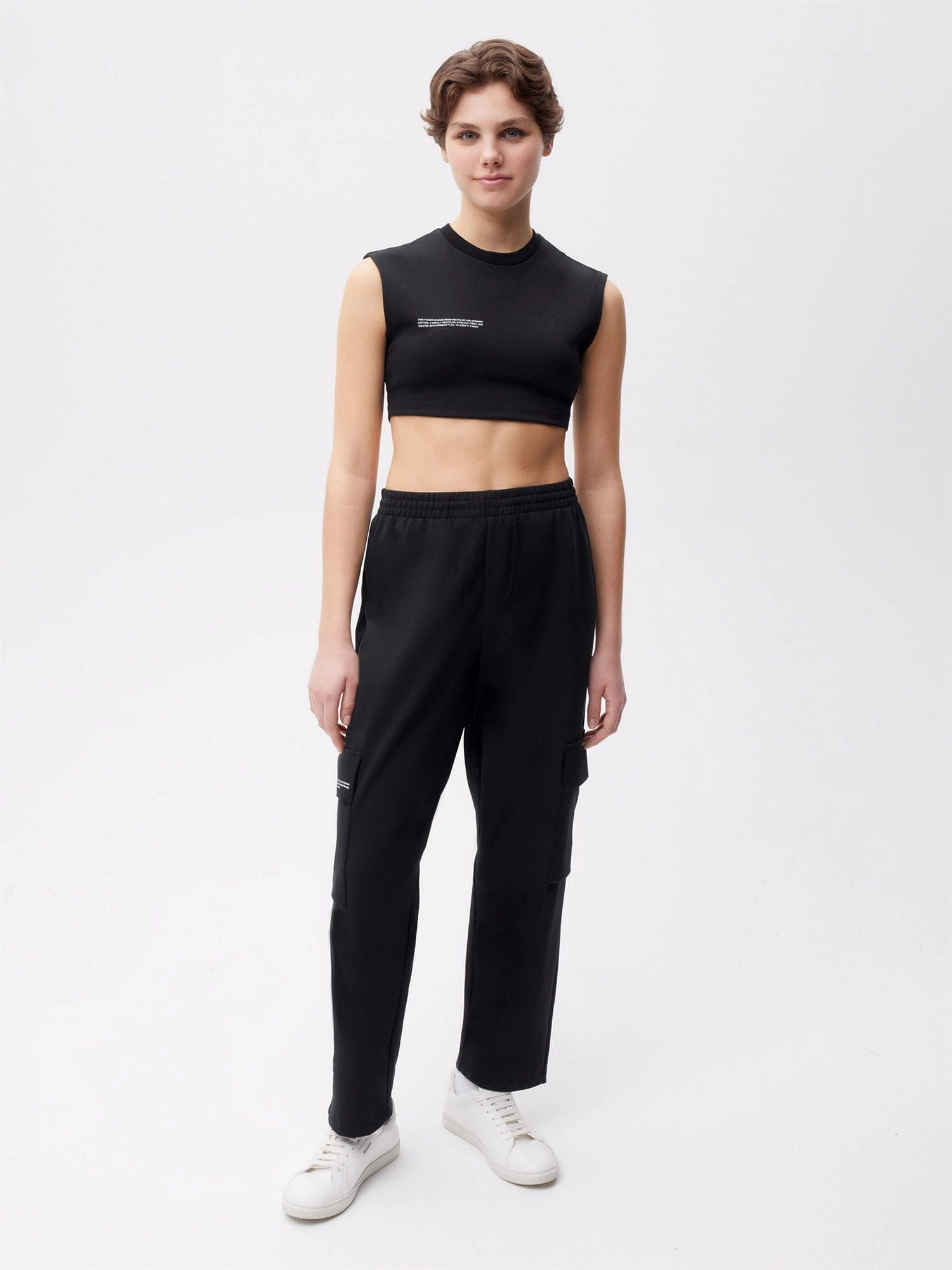 Womens Double Jersey Cargo Track Pants—black