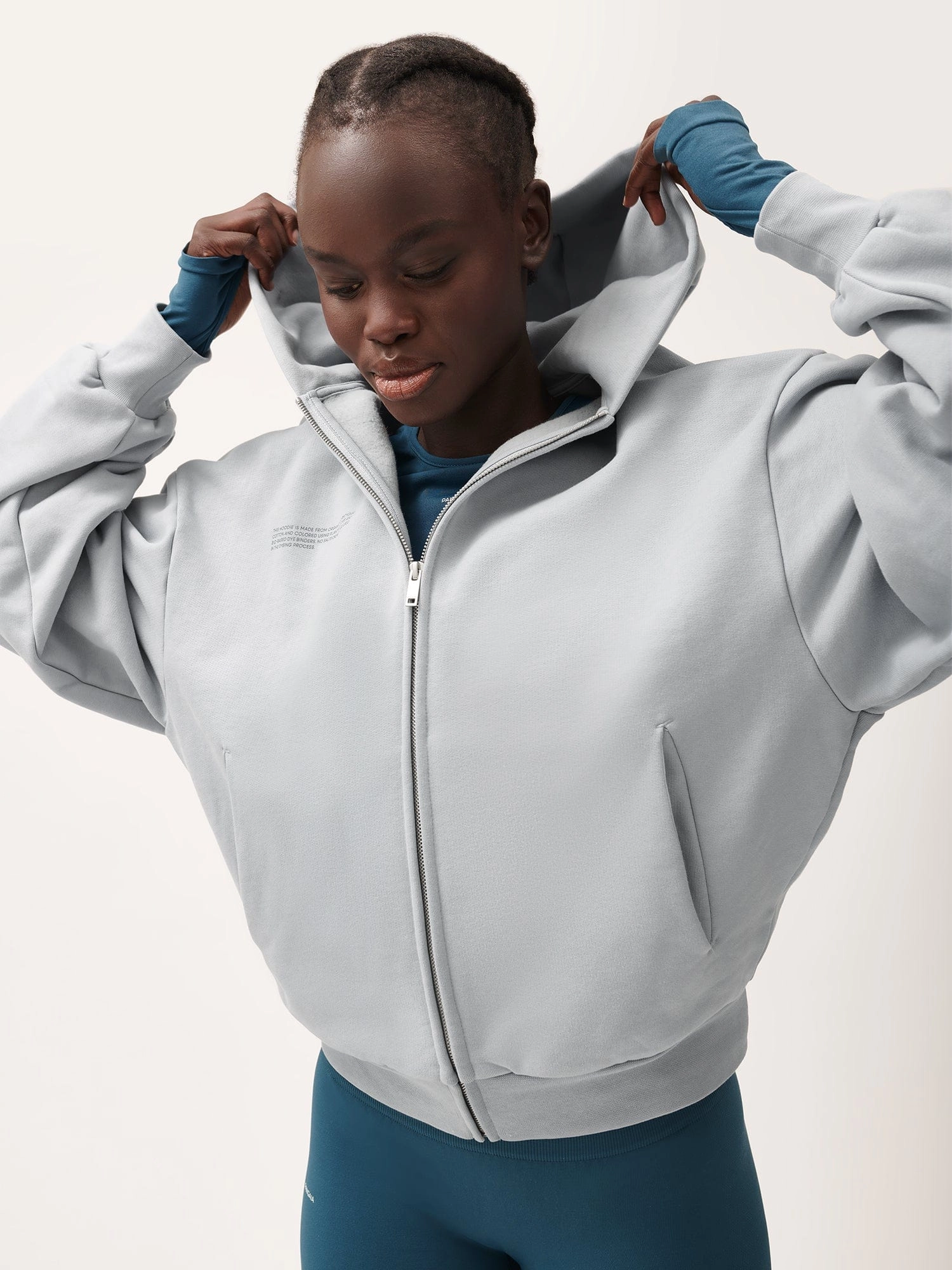 Womens Natural Dye Oversized Hoodie—midnight fog grey