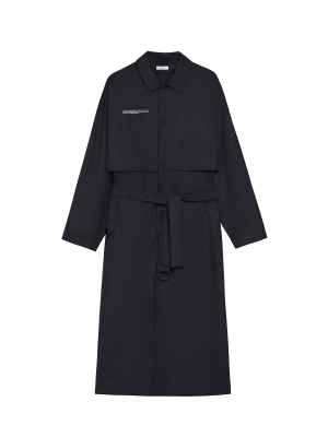 Womens Recycled Nylon Trench Coat—black
