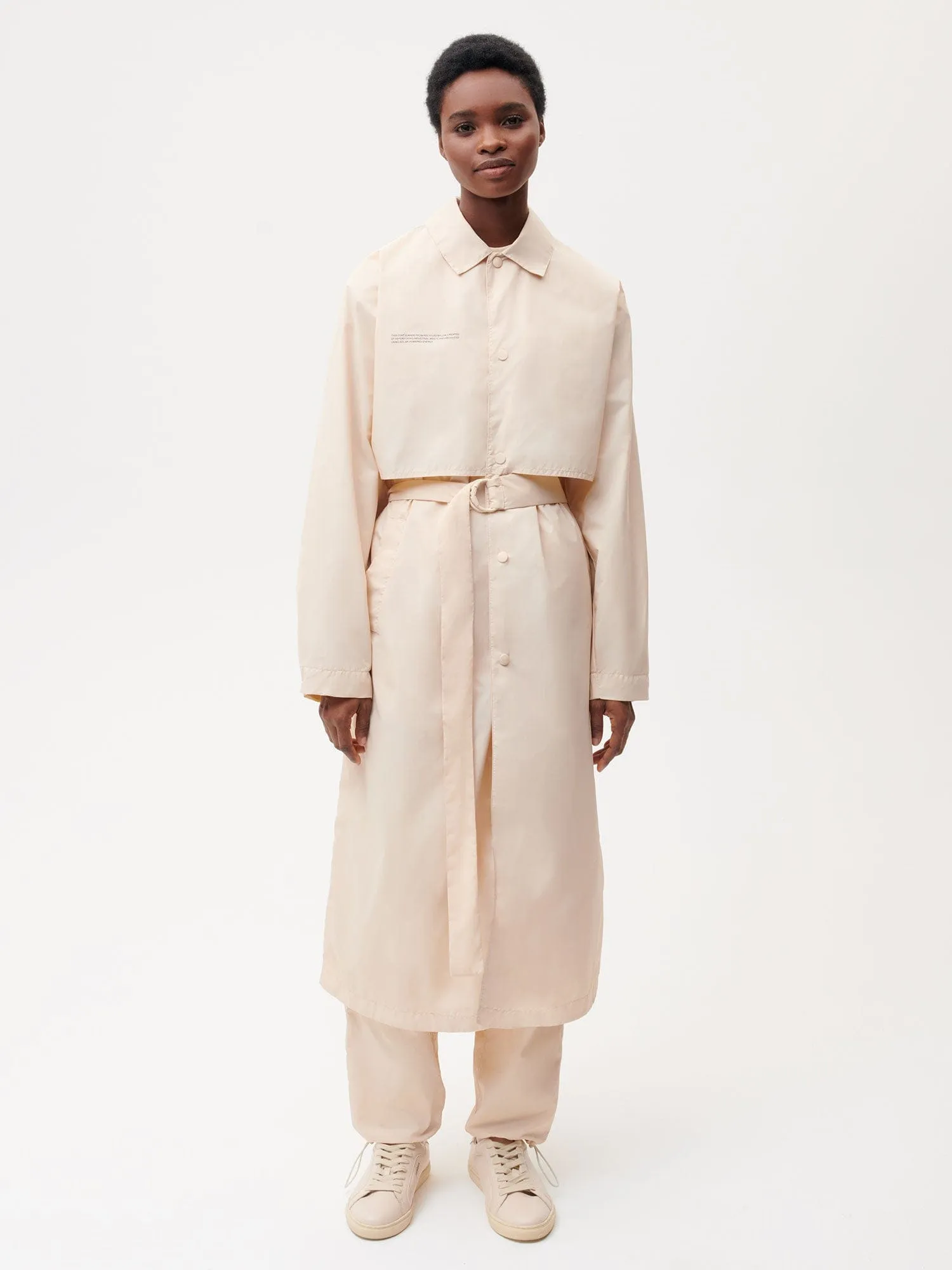 Womens Recycled Nylon Trench Coat—sand