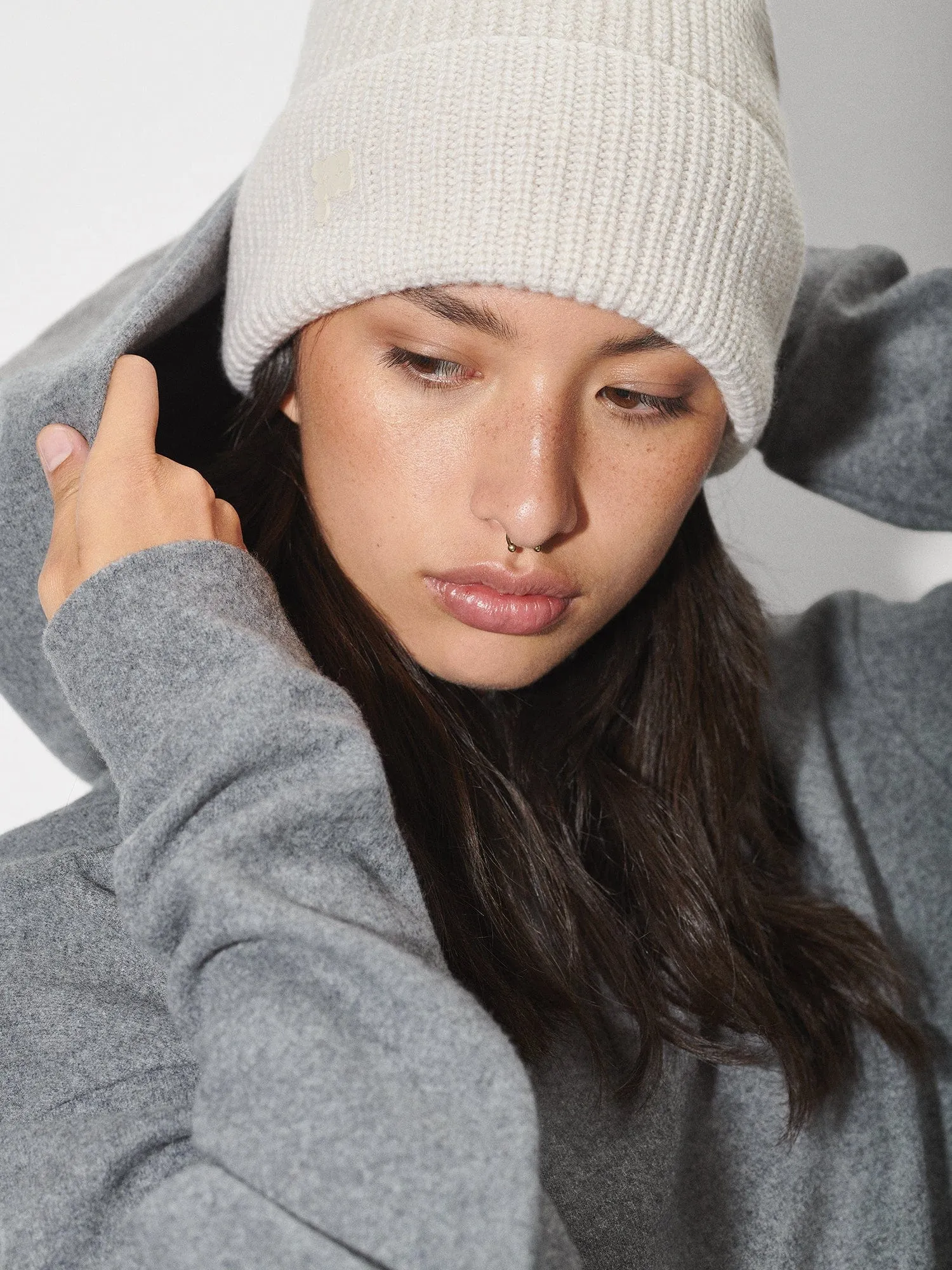 Womens Recycled Wool Jersey Hoodie—volcanic grey