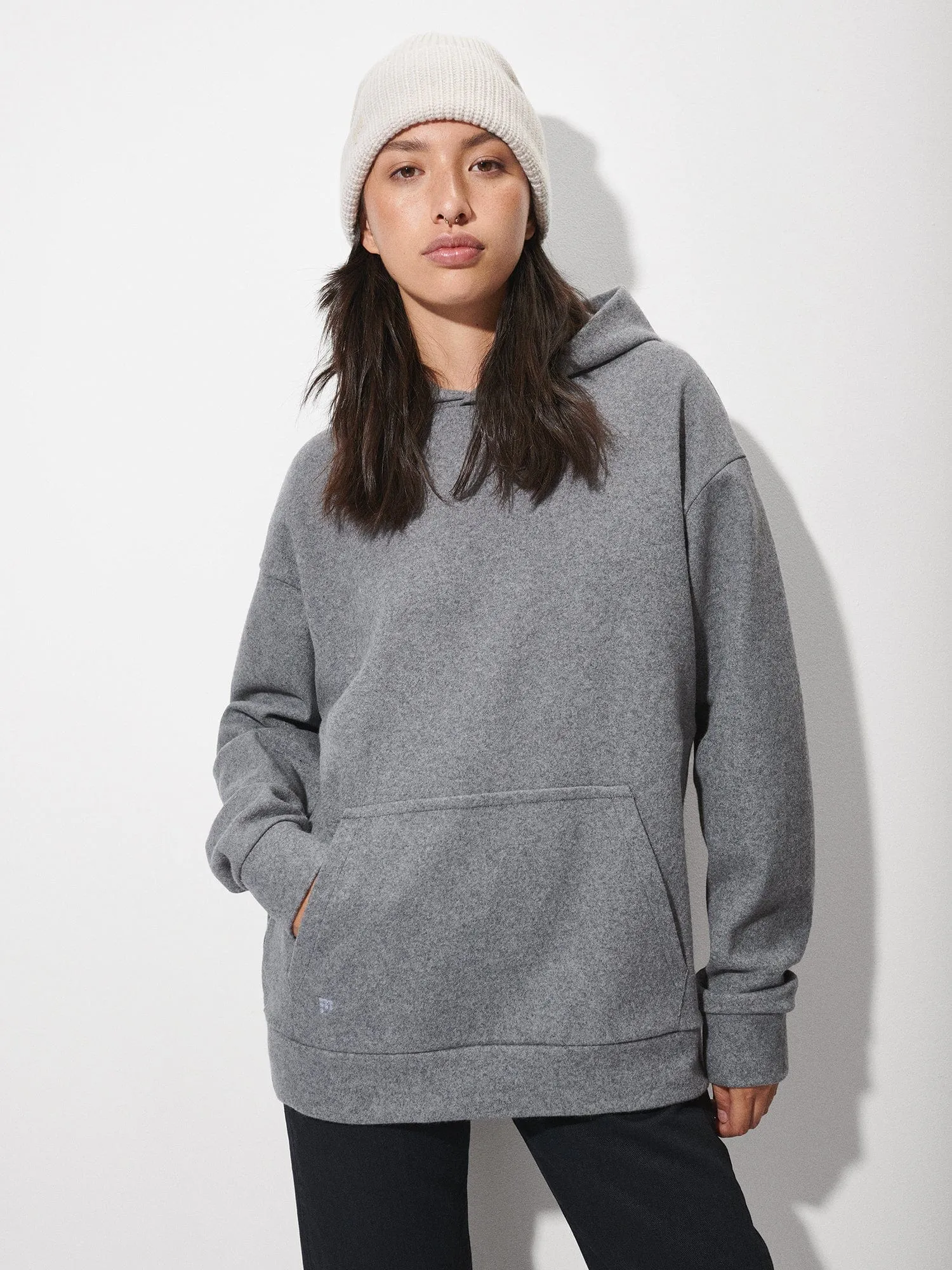 Womens Recycled Wool Jersey Hoodie—volcanic grey