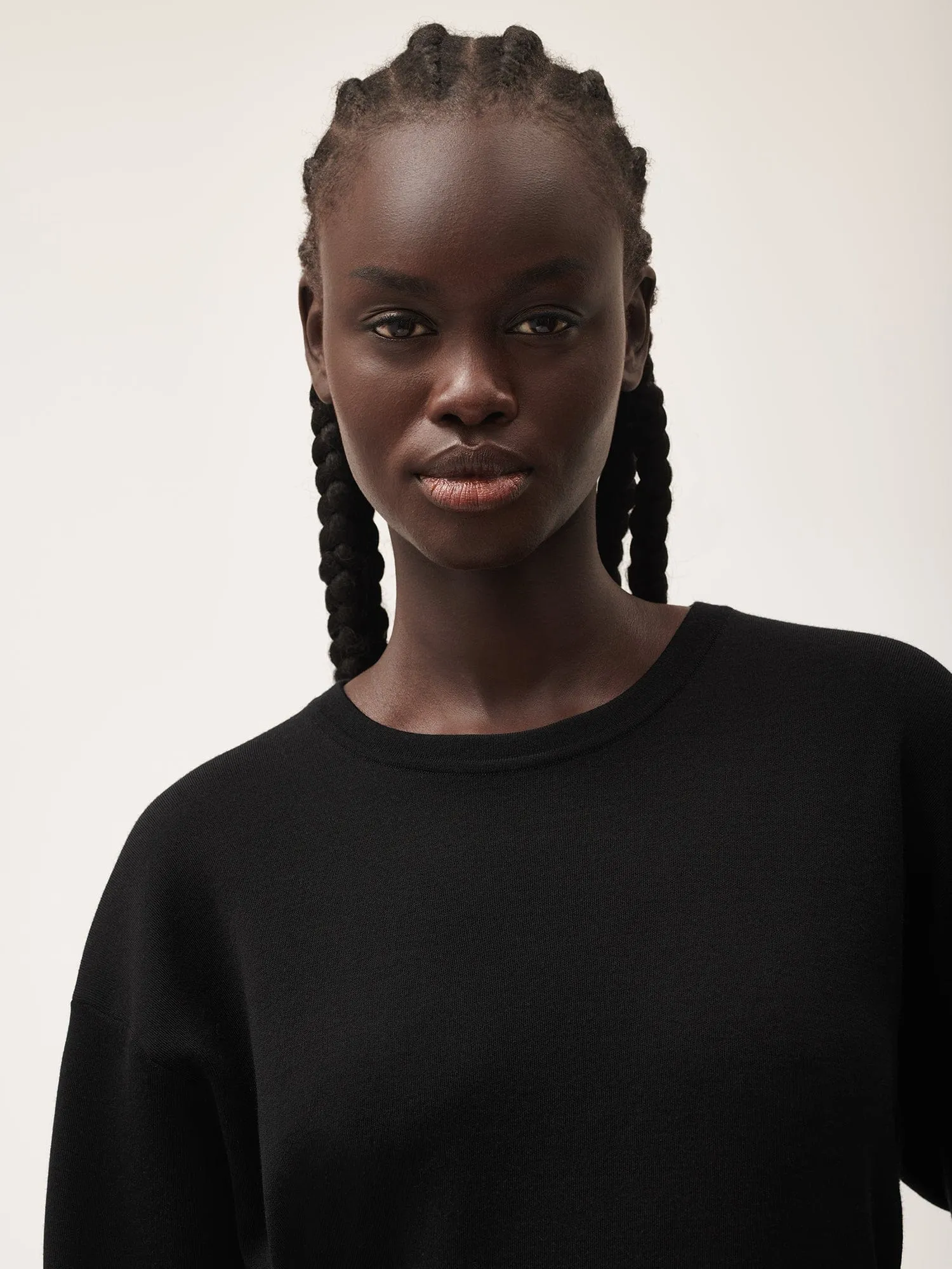 Womens Regenerative Merino Wool Sweater—black