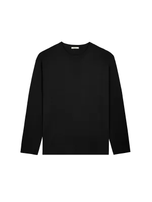 Womens Regenerative Merino Wool Sweater—black