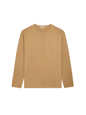 Womens Regenerative Merino Wool Sweater—camel