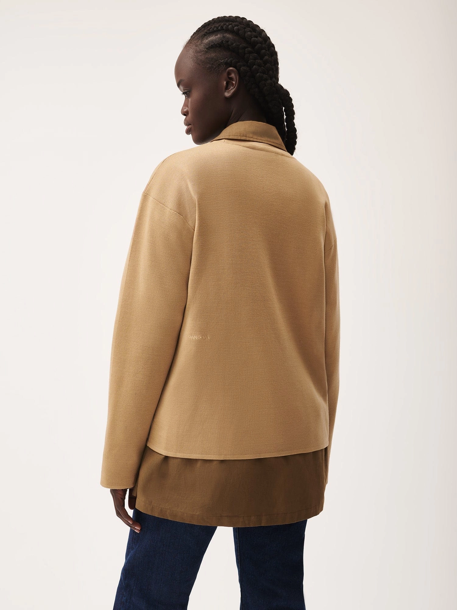 Womens Regenerative Merino Wool Sweater—camel