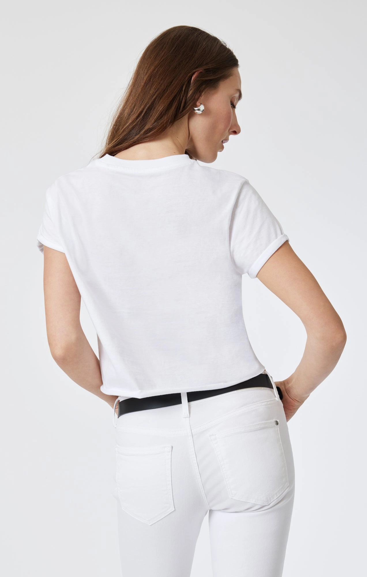 WOMEN'S SHORT SLEEVE CROP T-SHIRT IN WHITE