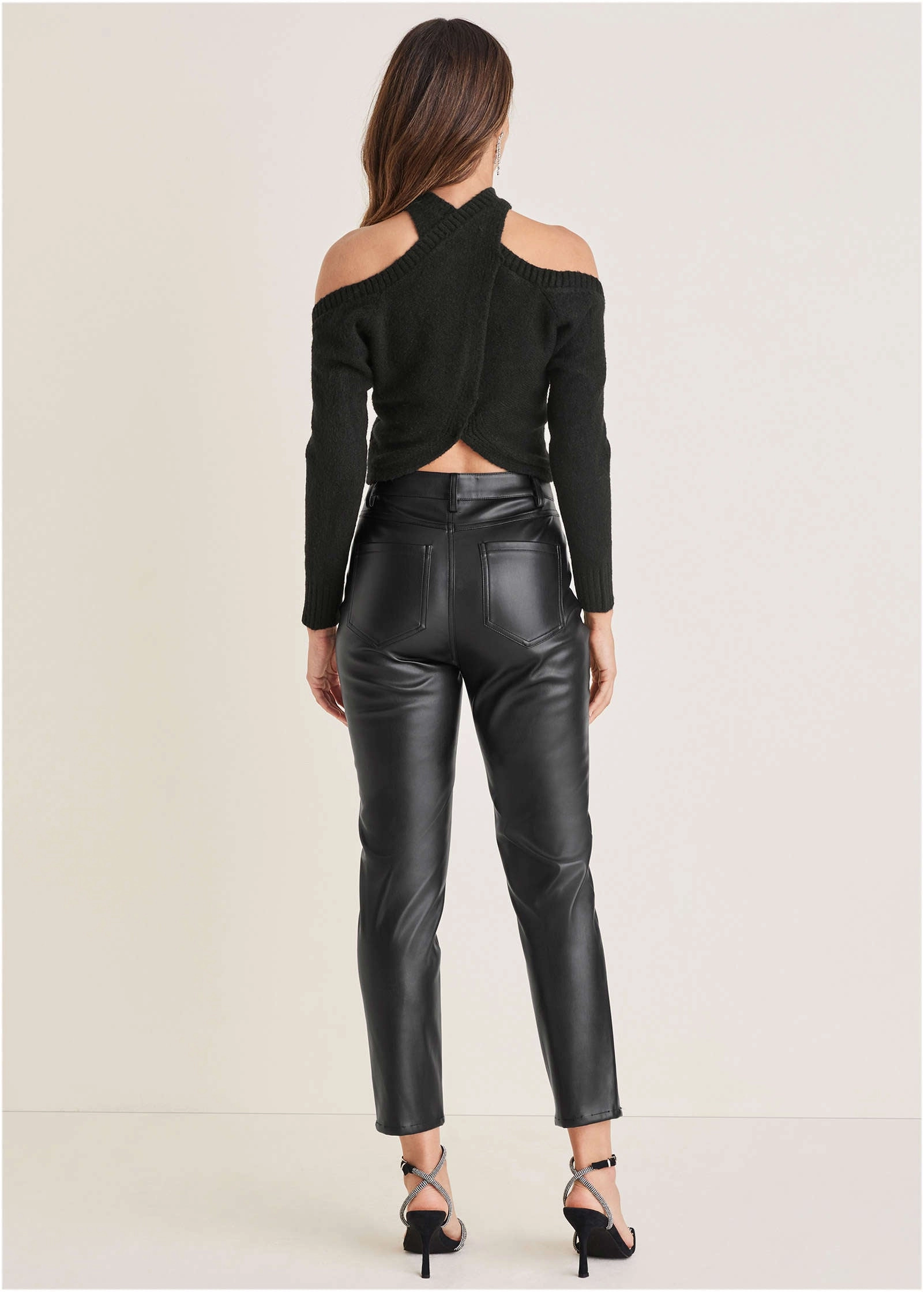 Wrap Halter Neck Sweater - Black